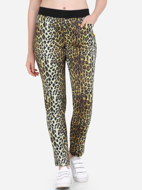 

Yuvraah Women Yellow & Black Printed Slim-Fit Rapid Dry Track Pants