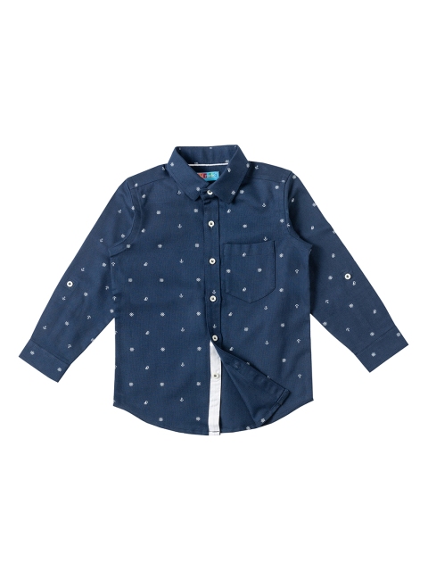 

Kid Studio Boys Navy Blue Comfort Regular Fit Printed Casual Shirt
