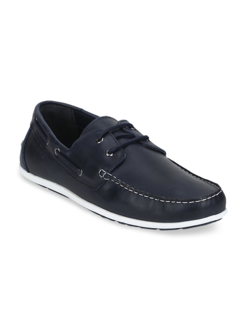 

Red Tape Men Navy Blue Solid Leather Boat Shoes