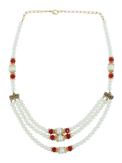 

AKSHARA Girls Red & White Synthetic Handcrafted Necklace