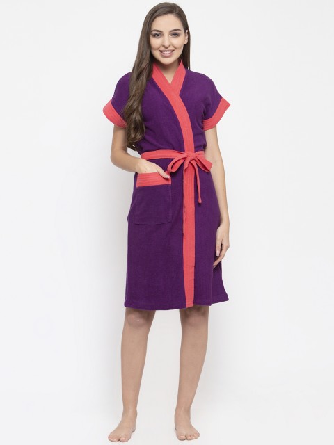 

Secret Wish Women Purple & Red Solid Bath Robe