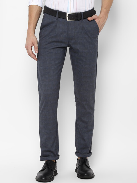 

Allen Solly Men Grey Slim Fit Checked Formal Trousers