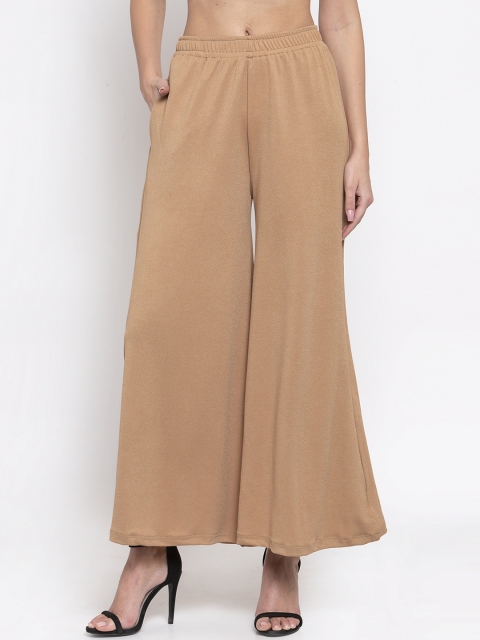 

armure Women Beige Solid Wide Leg Palazzos
