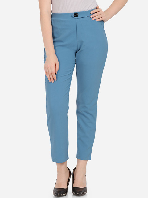 

Smarty Pants Women Blue Solid Regular Trousers