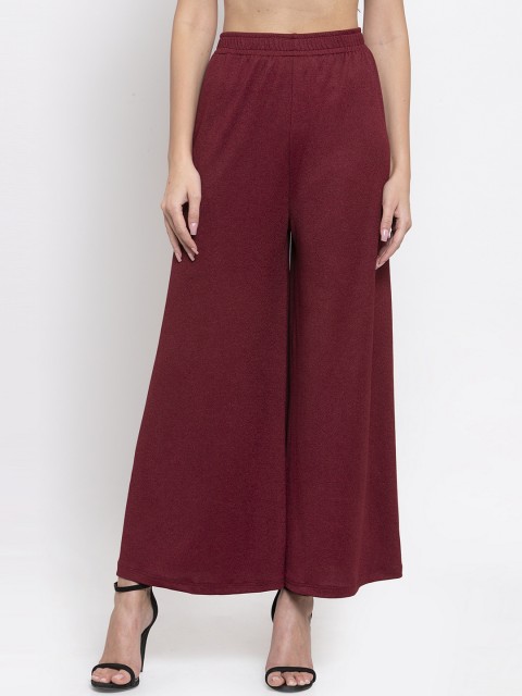 

armure Women Red Solid Wide Leg Palazzos