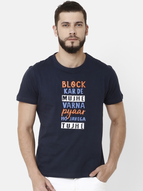

ELEGANCE Men Navy Blue Printed Round Neck T-shirt
