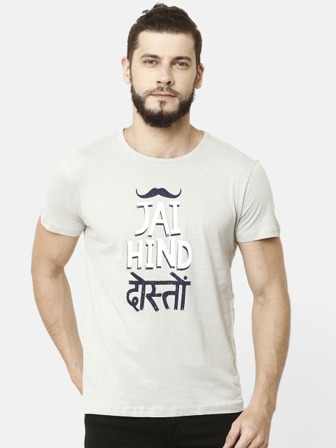 

ELEGANCE Men Grey Printed Round Neck T-shirt