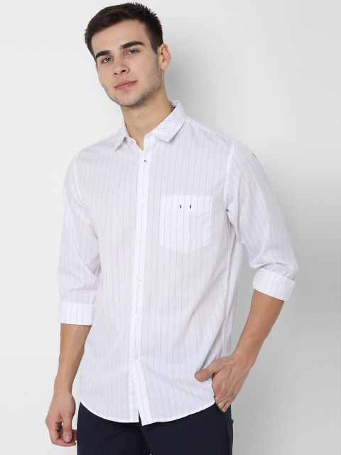 

Allen Solly Men White Slim Fit Striped Casual Shirt