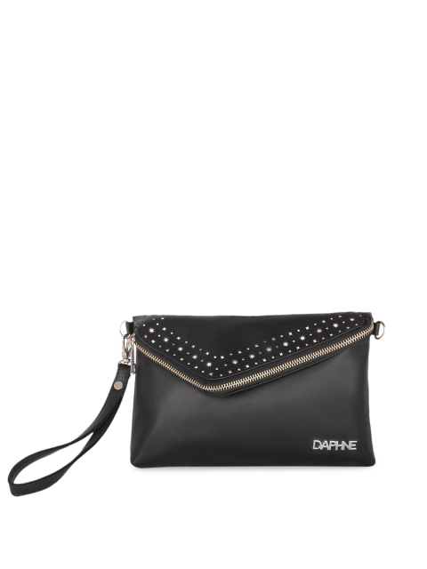 

Daphne Black Embellished Envelope Clutch
