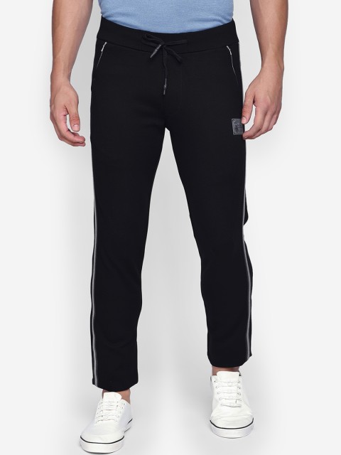 

beevee Men Black Solid Straight-Fit Track Pants