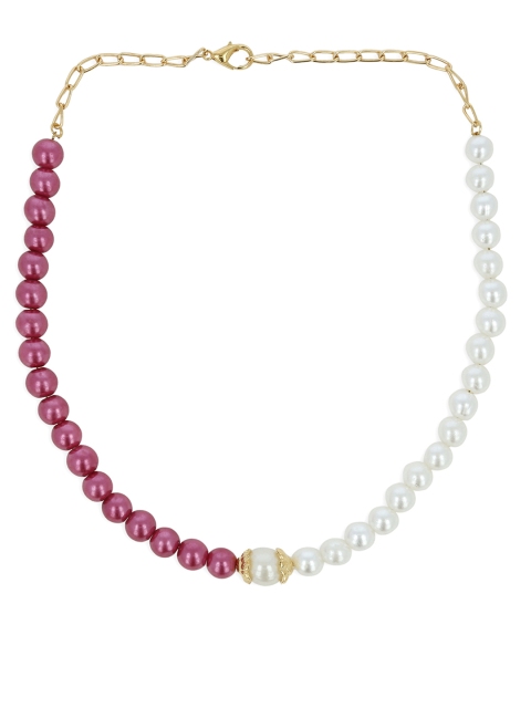 

AKSHARA Girls Pink & White Synthetic Handcrafted Necklace