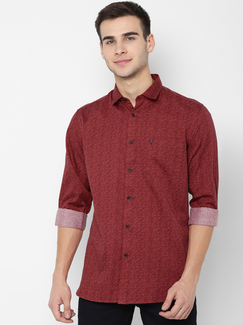 

Allen Solly Men Maroon Slim Fit Printed Casual Shirt