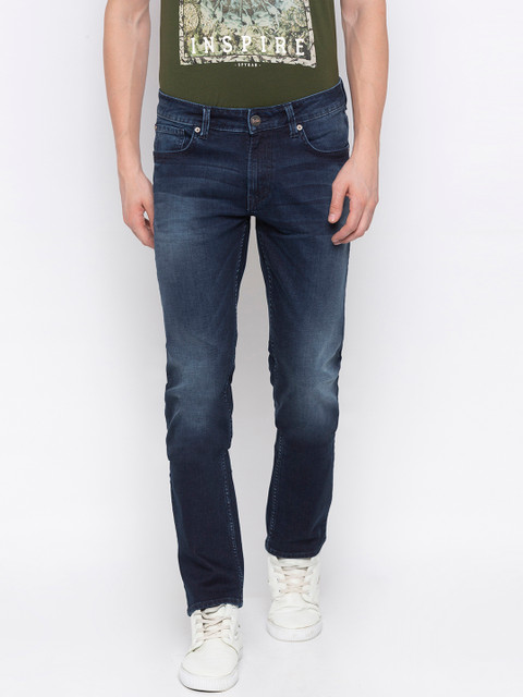 

SPYKAR Men Blue Tapered Fit Mid-Rise Clean Look Jeans