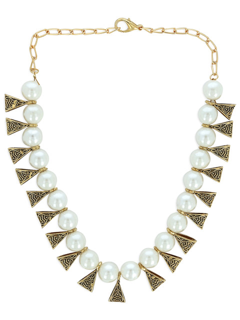 

AKSHARA Girls White & Gold-Toned Synthetic Handcrafted Necklace