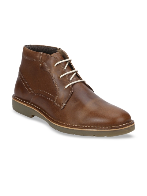 

Red Tape Men Brown Solid Leather Mid-Top Sneakers
