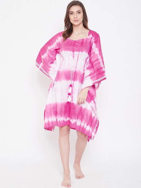 

The Kaftan Company Pink & White Printed Nightdress
