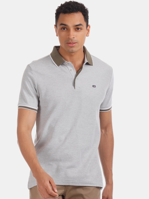 

Arrow Sport Men Grey Solid Polo Collar T-shirt