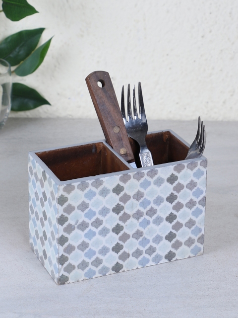 

RANGRAGE Unisex Grey & White Classy Moroccon Cutlery Holder