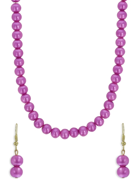 

AKSHARA Girls Purple & Gold-Toned Handcrafted Beaded Jewellery Set