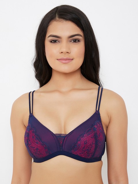 

Clovia Pink & Purple Lace Non-Wired Lightly Padded Everyday Bra BR2026P14