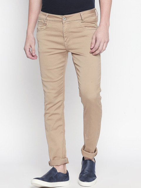 

Mufti Men Beige Slim Fit Solid Chinos