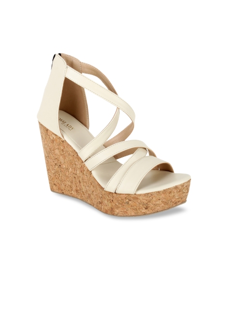 

SCENTRA Women Cream-Coloured Solid Sandals