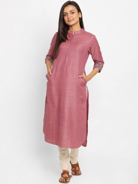 

Nakshi Women Mauve Woven Design Straight Kurta