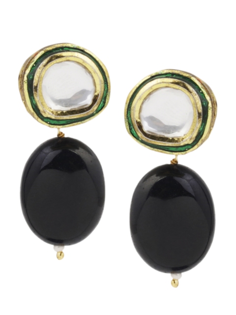 

DUGRISTYLE Gold-Plated Contemporary Drop Earrings, Black