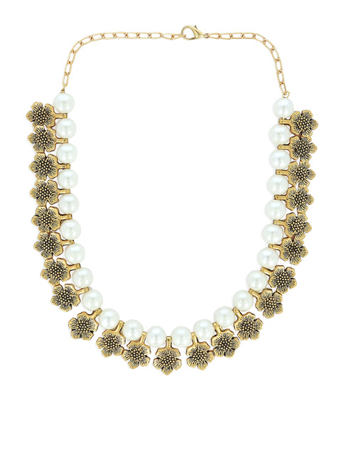 

AKSHARA Girls White & Gold-Toned Synthetic Handcrafted Necklace