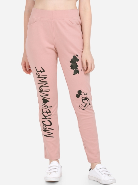 

Yuvraah Women Pink & Black Printed Slim-Fit Track Pants