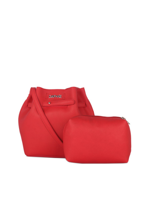 

Daphne Red Solid Tote Bag With Pouch