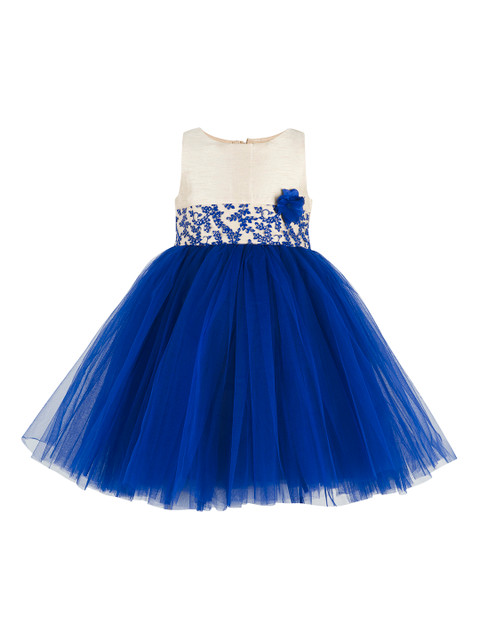 

Toy Balloon kids Girls Blue & Off-White Colourblocked Fit and Flare Dress