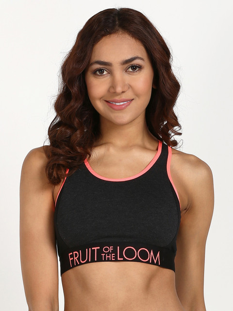 

Fruit of the loom Charcoal Solid Non-Wired Non Padded Sports Bra FATS01-A1S4