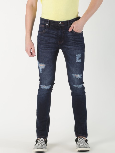 

Blue Saint Men Navy Blue Slim Fit Mid-Rise Mildly Distressed Jeans