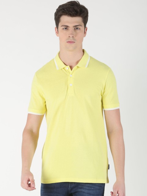 

Blue Saint Men Yellow Solid Polo Collar T-shirt