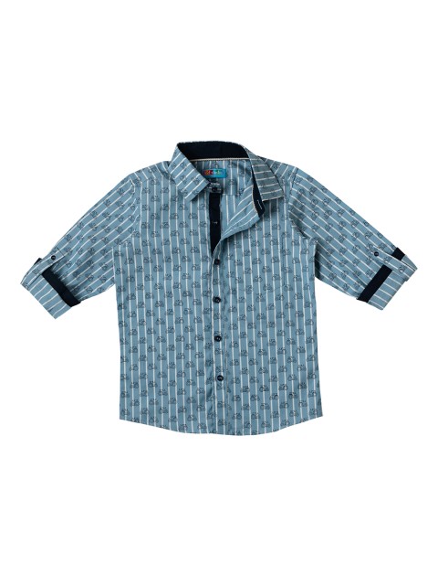 

Kid Studio Boys Blue & White Regular Fit Striped Casual Shirt
