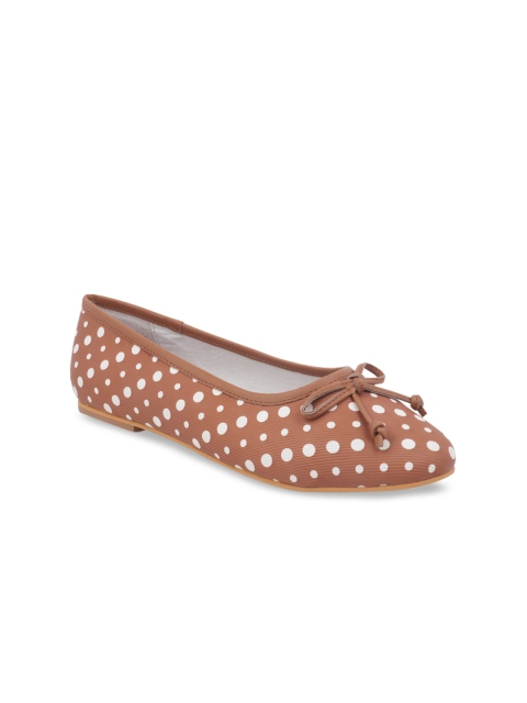 TRENDS & TRADES Women Brown & Off-White Printed Ballerinas