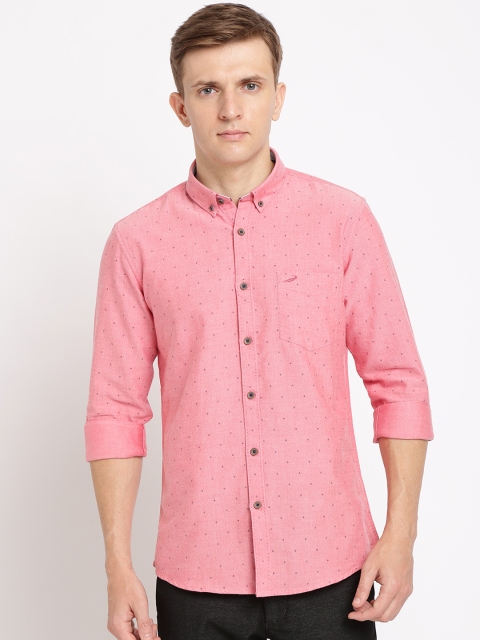 

Crocodile Men Pink Classic Slim Fit Printed Casual Shirt