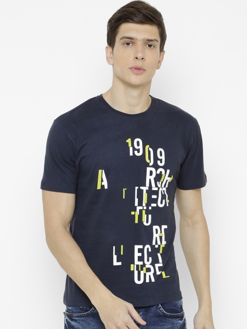 

ELEGANCE Men Navy Blue Printed Round Neck T-shirt