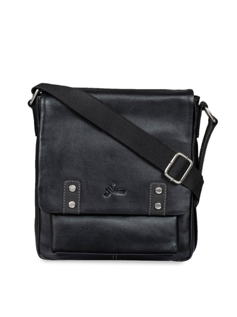 

MAI SOLI Men Black Solid Leather Messenger Bag