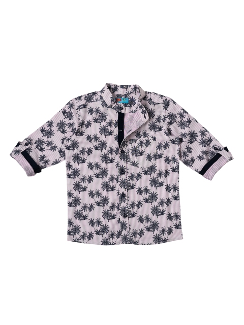 

Kid Studio Boys White & Pink Regular Fit Striped Casual Shirt