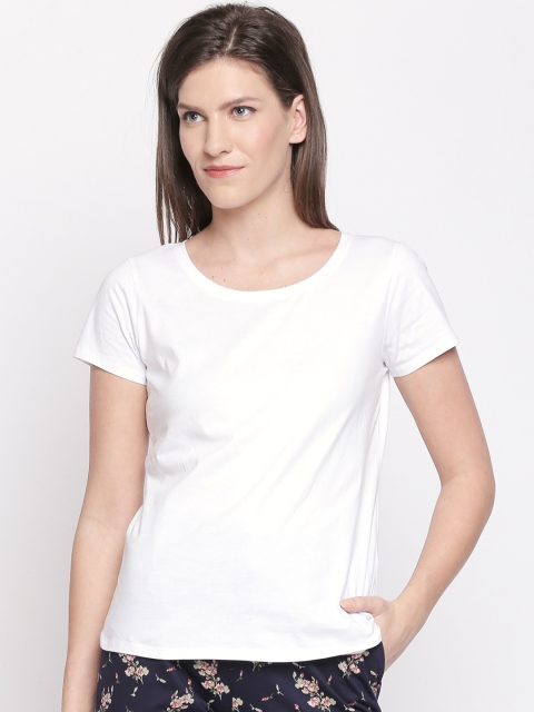 

Dreamz by Pantaloons Women White Solid Pure Cotton Top
