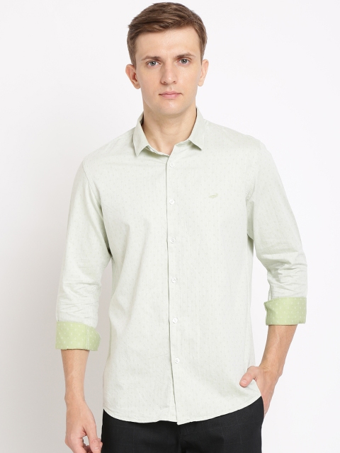 

Crocodile Men Green Classic Slim Fit Printed Casual Shirt