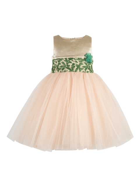 

Toy Balloon kids Girls Gold-Toned Colourblocked Fit and Flare Dress