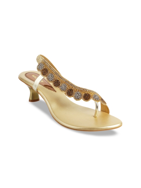 

WALKWAY by Metro Women Gold-Toned Embellished Kitten Heels