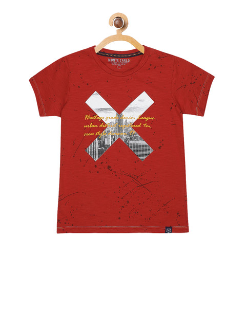 

Monte Carlo Boys Red Printed Round Neck T-shirt