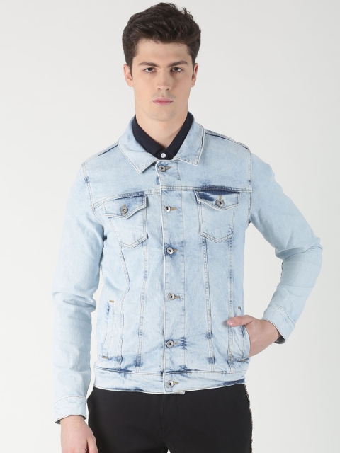 

Blue Saint Men Blue Solid Lightweight Denim Jacket