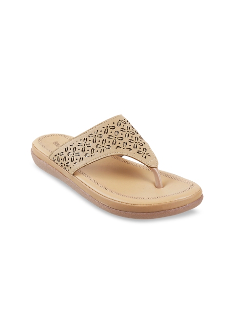 

WALKWAY Women Beige Solid Open Toe Flats