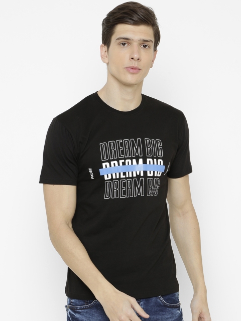 

ELEGANCE Men Black Printed Round Neck T-shirt