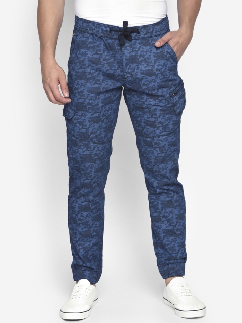 

beevee Men Navy Blue Regular Fit Solid Cargos